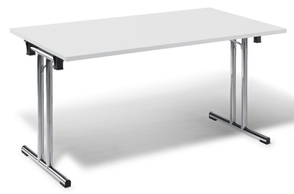 Deskin Klapptisch MODUL, Platte Holzdekor Weiß, Gestell verchromt, B 1600 x T 800 x H 720 mm, 278906