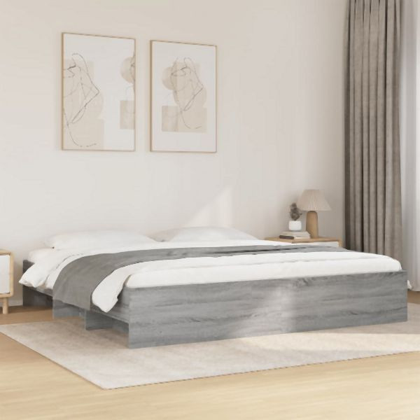 vidaXL Bettgestell Grau Sonoma 200x200 cm Holzwerkstoff, 3295630