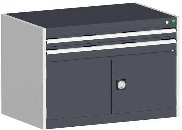 bott cubio Schubladenschrank bestückt mit 2 Schubladen, Tür BxTxH: 1050 x 750 x 700 mm, RAL 7035/7016, 40029095.19V