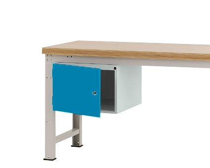 Manuflex Gehäuse-Unterbau PROFI, Nutzhöhe 300 mm mit 1 Tür links angeschlagen und Einlegeboden, für Werkbanktiefe 700 mm, Lichtblau, ZB4731.5012
