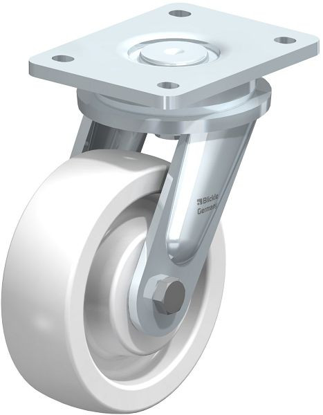 Blickle LO-SPO 150K Stahlgeschweißte Schwerlast-Lenkrolle, Polyamid, Weiß, 48090