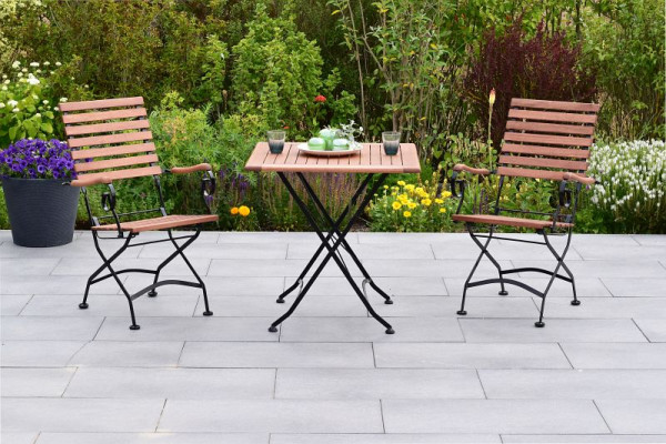 Merxx Schlossgarten Set 3-teilig, 2 Schlossgarten Klappsessel mit hoher Lehne, 1 Schlossgarten Klapptisch, 75 x 75 cm, 50786-217