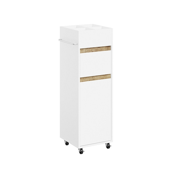 SoBuy Schmale Kommode in Weiß mit 1 Schublade, mit Tür und Kleiderstange, Weiß aus Spanplatte, 33×30×91 cm, Tragkraft 50 kg, BZR225-WN
