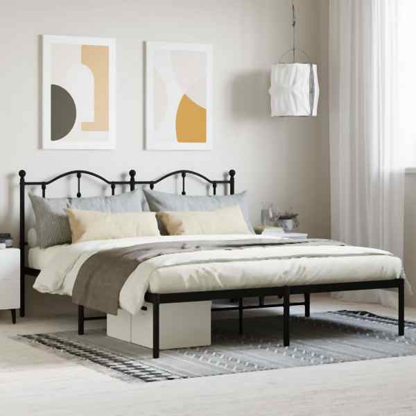 vidaXL Bettgestell mit Kopfteil Metall Schwarz 180x200 cm, 353443