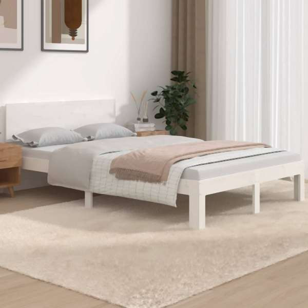 vidaXL Massivholzbett Weiß 120x190 cm, Massivholz, 810466