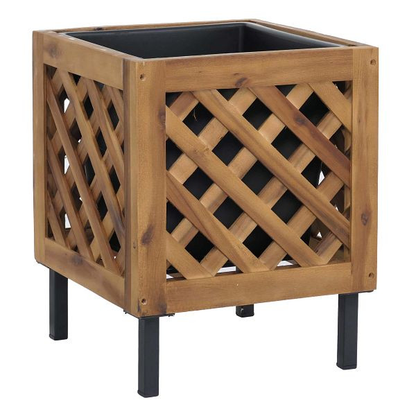Mendler Pflanzkasten HWC-P86, Blumen-/Pflanzkübel Blumenkasten, In-/Outdoor Akazie Holz FSC®-zertifiziert 42x34x34cm, braun, 120471