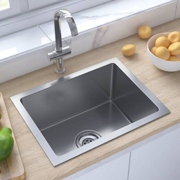 vidaXL Handgemachte Einbauspüle Edelstahl, 51506