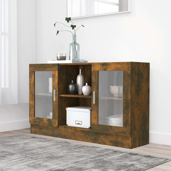 vidaXL Vitrinenschrank Räuchereiche 120x30,5x70 cm Holzwerkstoff, 815627