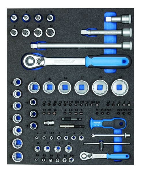 GEDORE Steckschlüssel-Sortiment 1/4"+1/2", 2/4 Check-Tool-Modul, 2957191