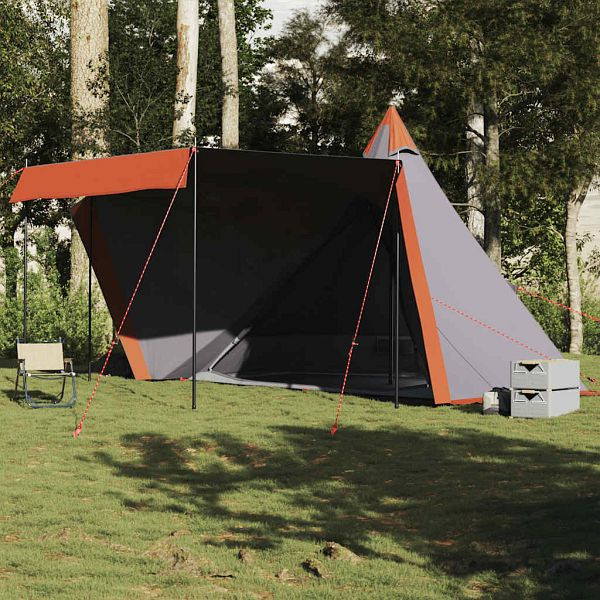 vidaXL Tipi-Familienzelt 6 Personen Grau und Orange Wasserdicht, 4009447