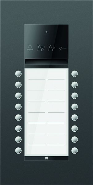 TCS Türkontrollsystem PES PRO Audio Außenstation 16T 2 Spalten UP RAL7016 anthrazitgrau, ASU600216-0017