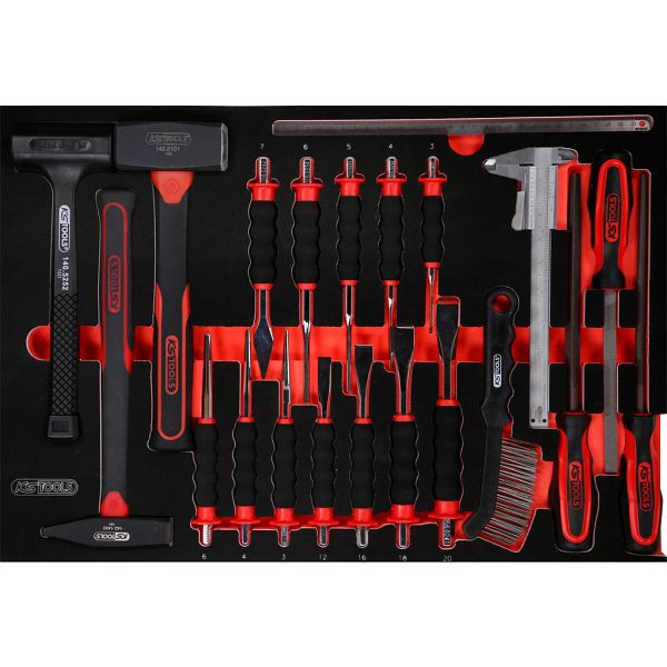 KS Tools PERFORMANCEplus Werkzeugsatz 21-teilig Hammer-, Meißel und Feilen, 811.0021