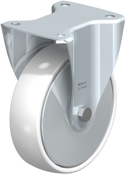 Blickle B-PO 175K-FA Stahlblech-Bockrolle, mittelschwere Ausführung, mit Anschraubplatte, Polyamid, Weiß, 423244