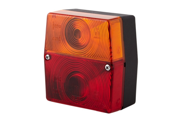 HELLA Heckleuchte, Glühlampe, 12/24V, Anbau/geschraubt, Lichtscheibenfarbe: rot/gelb, Stecker: Flachstecker, links/rechts, Höhe 51 mm, 2SE 998 530-061