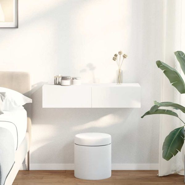 vidaXL Wandregal mit Schubladen Weiß 80x33x17 cm Holzwerkstoff, 859977