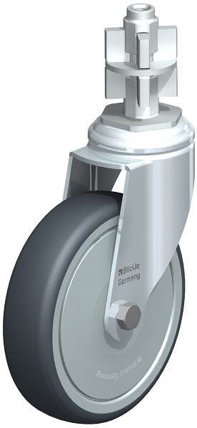 Blickle LKRA-TPA 126K-11-FK-E17 Apparate-Lenkrolle mit Expander, Thermoplastisches Gummi-Elastomer, Grau, 639005