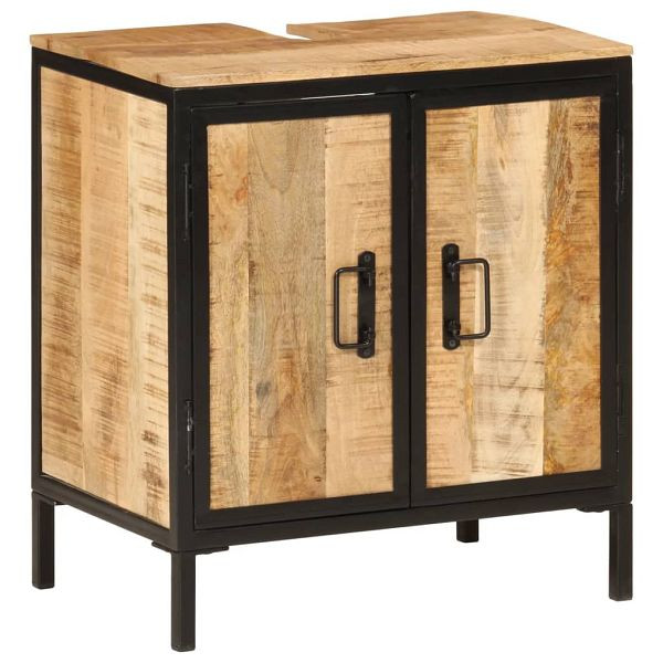 vidaXL Waschbeckenunterschrank 55x35x60 cm Massivholz Mango und Eisen, 358572