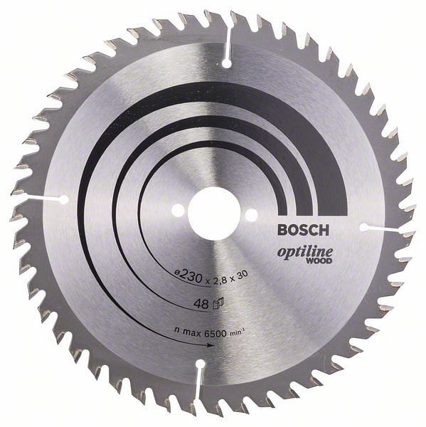 Bosch Kreissägeblatt Optiline Wood für Handkreissägen, 230 x 30 x 2,8 mm, 48, 2608640629
