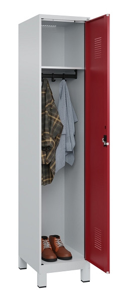 C+P Spind Evolo PLUS, mit Füßen, 1 Abteil, 1950x400x500mm, 7035/3003, Verschluss Zylinderschloss, Ablageböden 1, 049010-12 S10031