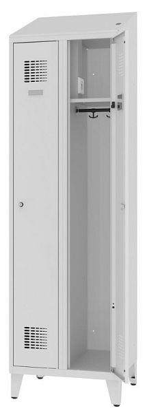 Eurobox Umkleidespind Strom, 2 Abteile, mit Steckdose, 300 mm mit Füßen, 1001-030201