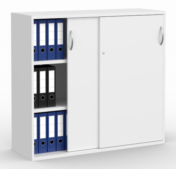 Deskin Schiebetürenschrank MULTI M pro, Dekor weiß, B 1200 x H 1140 x T 420 mm, 294467