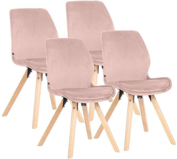 CLP 4er Set Stuhl Luna Samt, pink, 322321, 4251756491710
