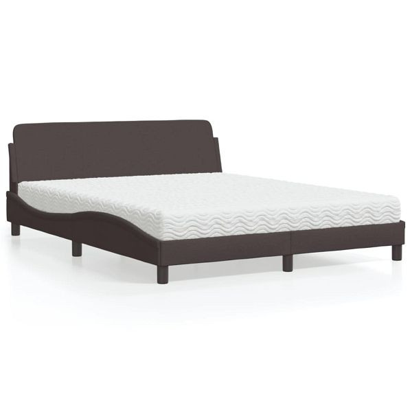 vidaXL Bett mit Matratze Dunkelbraun 160x200 cm Stoff, 3208427