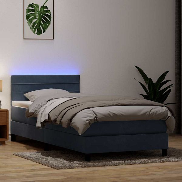 vidaXL Boxspringbett mit Matratze Dunkelgrau 80x210 cm Samt, 3316954