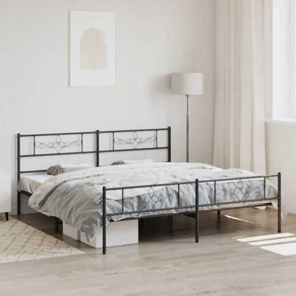vidaXL Bettgestell mit Kopf- und Fußteil Metall Schwarz 180x200 cm, 355289