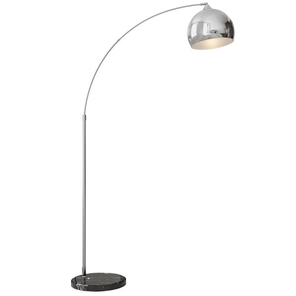 HOMCOM Bogenleuchte, Stehlampe, höhenverstellbar, Fußschalter, Sockel in Marmoroptik, 170-180 cm, Silber/Schwarz, B31-467V90SR