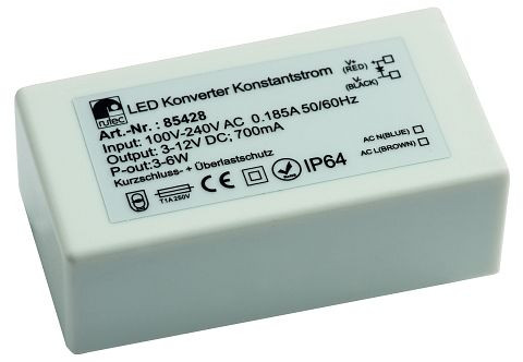 rutec LED-Konverter 700 mA 3W-6W 100-240V AC IP65, 85428