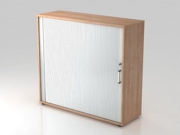 Hammerbacher Rollladenschrank horizontal, 3OH 120cm Chromgriff Nussbaum/Silber, 120x40x110 cm (BxTxH), V1733S/N/S/CE