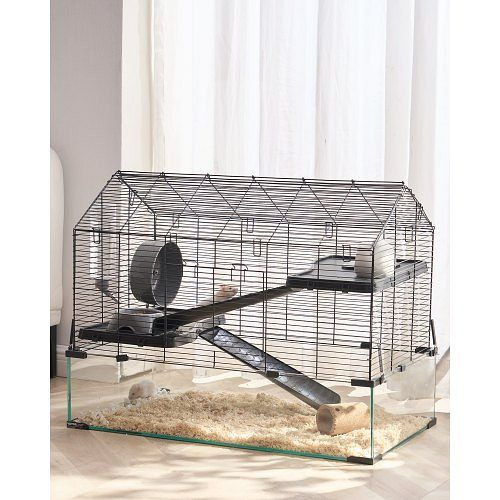 VEVOR Hamsterkäfig 75x44x61 cm, 360°-Sicht, belüftet, mit Wasserflasche, tragbar für Ratten, Meerschweinchen, JSCSLHS1C303JP0JLV0
