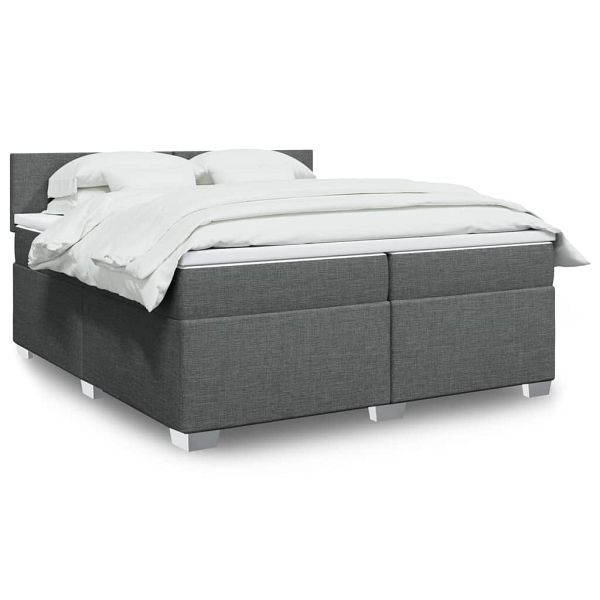 vidaXL Boxspringbett mit Matratze Dunkelgrau 200x200 cm Stoff, 3285989