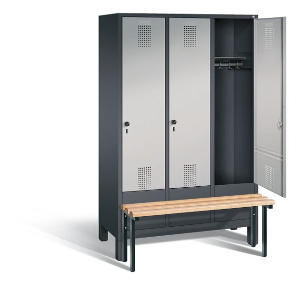 C+P Garderobenschrank Evolo, H1850xB1200xT815mm, Farbe: Schwarzgrau / Weißaluminium, 48030-32 S10062