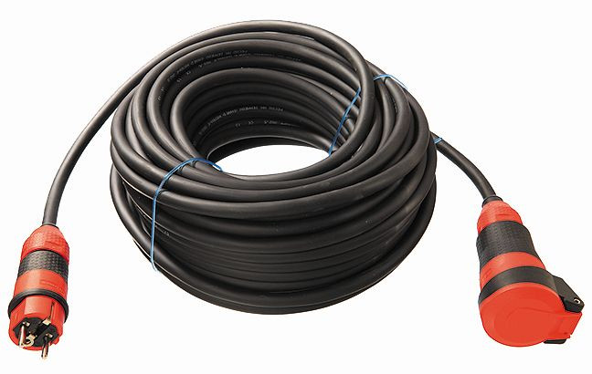 as-Schwabe Verlängerungsleitung 10m, schwarz SCHUKOultra II-Stecker und -Kupplung, selbstschließender Klappdeckel rot/schwarz, H07RN-F 3G2,5, 62252