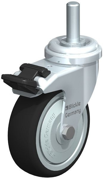 Blickle LRA-PATH 75K-FI-FK-GS10 Apparate-Lenkrolle mit Gewindestift & Feststeller, Thermoplastisches Polyurethan, Grau, 848649