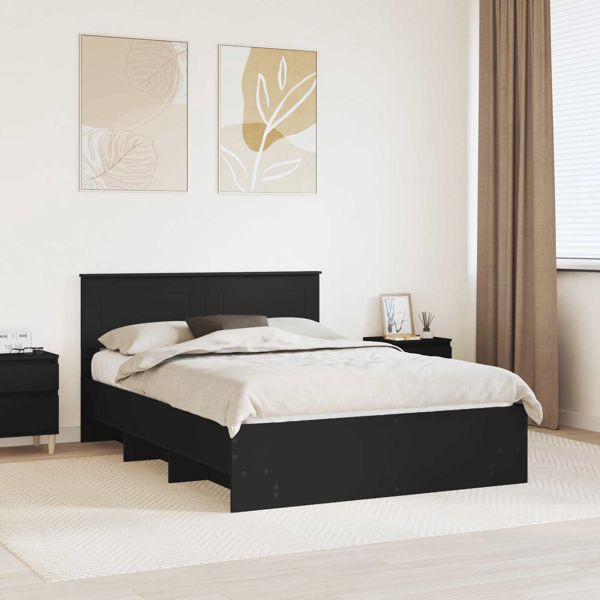 vidaXL Bettrahmen mit Kopfteil Schwarz 160 x 200 cm Holzwerkstoff, 3408831
