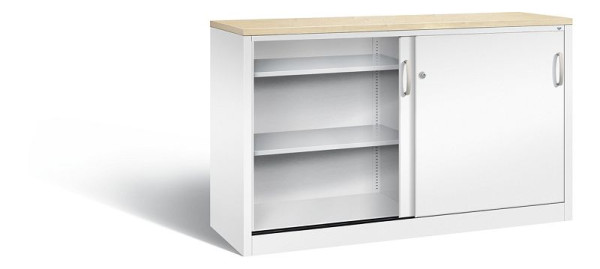 C+P Sideboard mit Schiebetüren Acurado, H1000xB1600xT500mm, Farbe: Verkehrsweiß, Bügelgriff, 2156-00 S10164