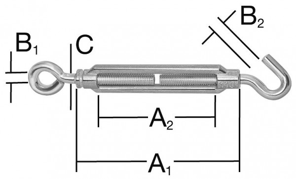 Vormann Spannschloss M10 x 120 Haken/Öse, VE: 10 Stück, 007900237AV