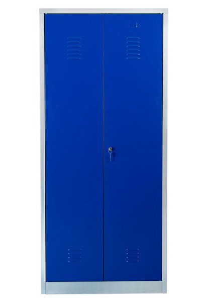 Gürkan Putzmittelschrank, 50 x 80 x 180 cm, Lichtgrau, Enzianblau, EU Zylinderschloss, links 5 Fächer, CLC/FD.1880, 104504