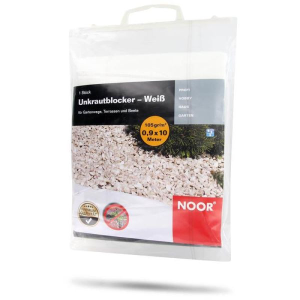 NOOR Unkrautfolie Unkrautblocker weiß 105 g/m² 0,9 x 10m, 01009010UKWE