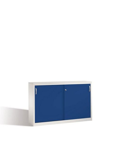 C+P Sideboard mit Schiebetüren Acurado, H1000xB1600xT400mm, Farbe: Lichtgrau / Enzianblau, Bügelgriff, 2146-00 S10060