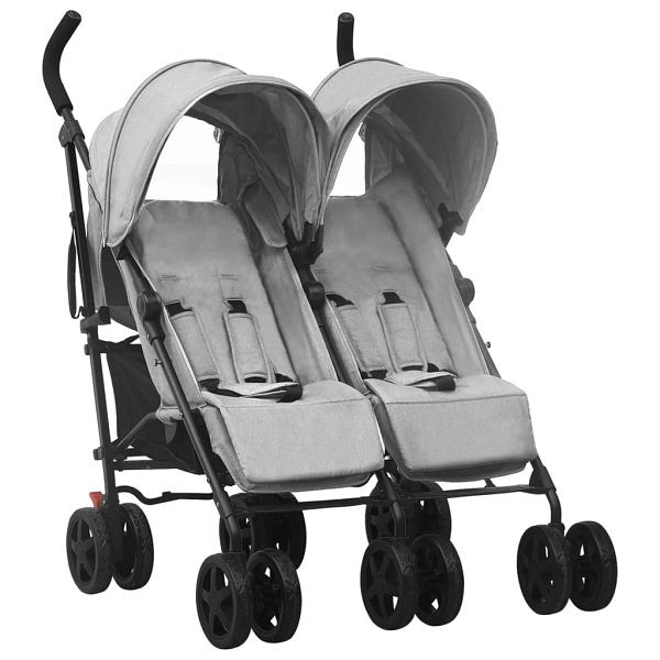 vidaXL Geschwisterwagen Hellgrau Stahl, Material: Stahl, Leinenstoff, 10235