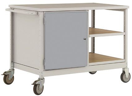 Manuflex ESD-Mobile Werkbank Modell 3 mit Tür und Einlegeböden, BxTxH 1135 x 590 x 805 mm, Alusilber, LW1003.9006
