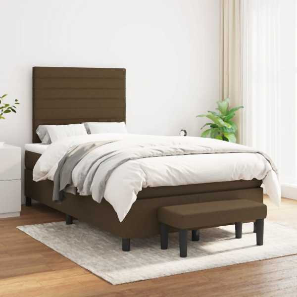 vidaXL Boxspringbett mit Matratze Dunkelbraun 120x200 cm Stoff, 3136664