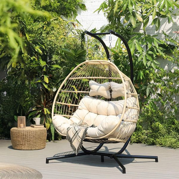 HOME DELUXE Hängesessel LOMA, 2 Sitzer Beige, 72144