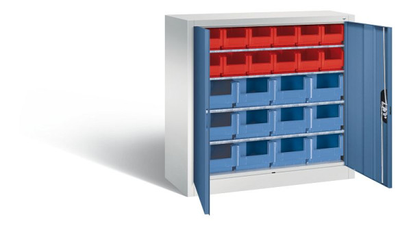 C+P Magazinschrank Serie 13, H1000xB1000xT420mm, Farbe: Lichtgrau / Fernblau, Muldengriff, 133944-23 S10025