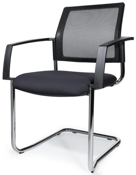 Deskin Besucherstuhl VALERA S mit Armlehnen, Anthrazit, 630 x 630 x 940 mm, Gestell: Verchromt, Rücken mit Netz schwarz, Sitz mit Polster, VE: 2 Stück, 270531