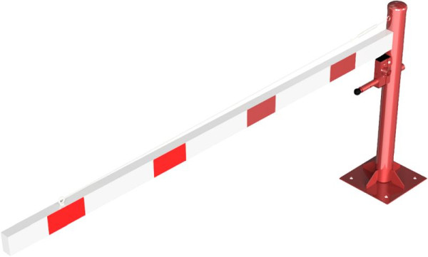 Schake Drehschranke mit Seilzugverstärkung, für Dübel Befestigung, Schrankenbaumlänge: 2500 mm, mit Dreikantverschluss, 4113_25FBP